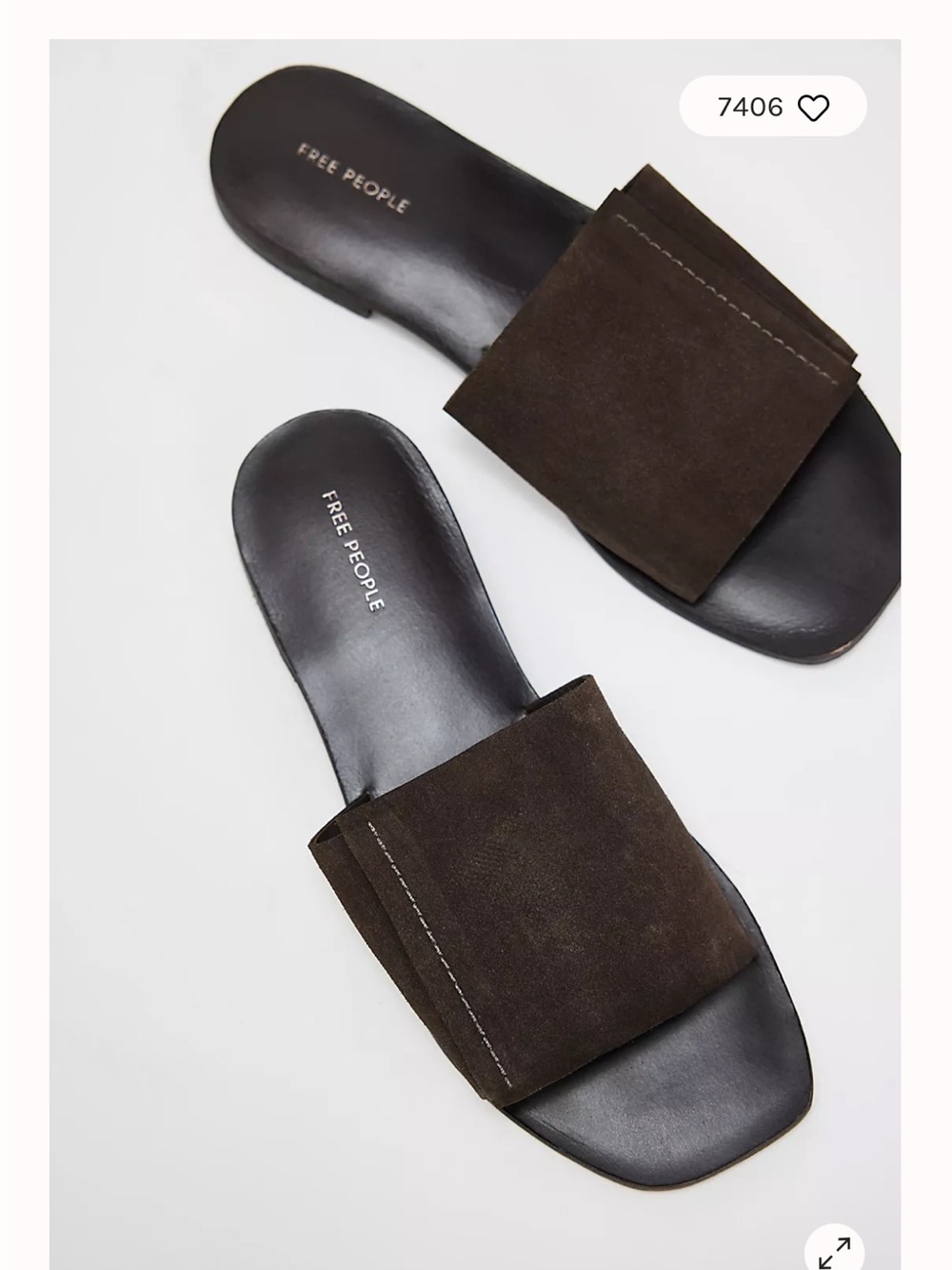 Free People Dark Brown Suede Slide Sandals- new without tags